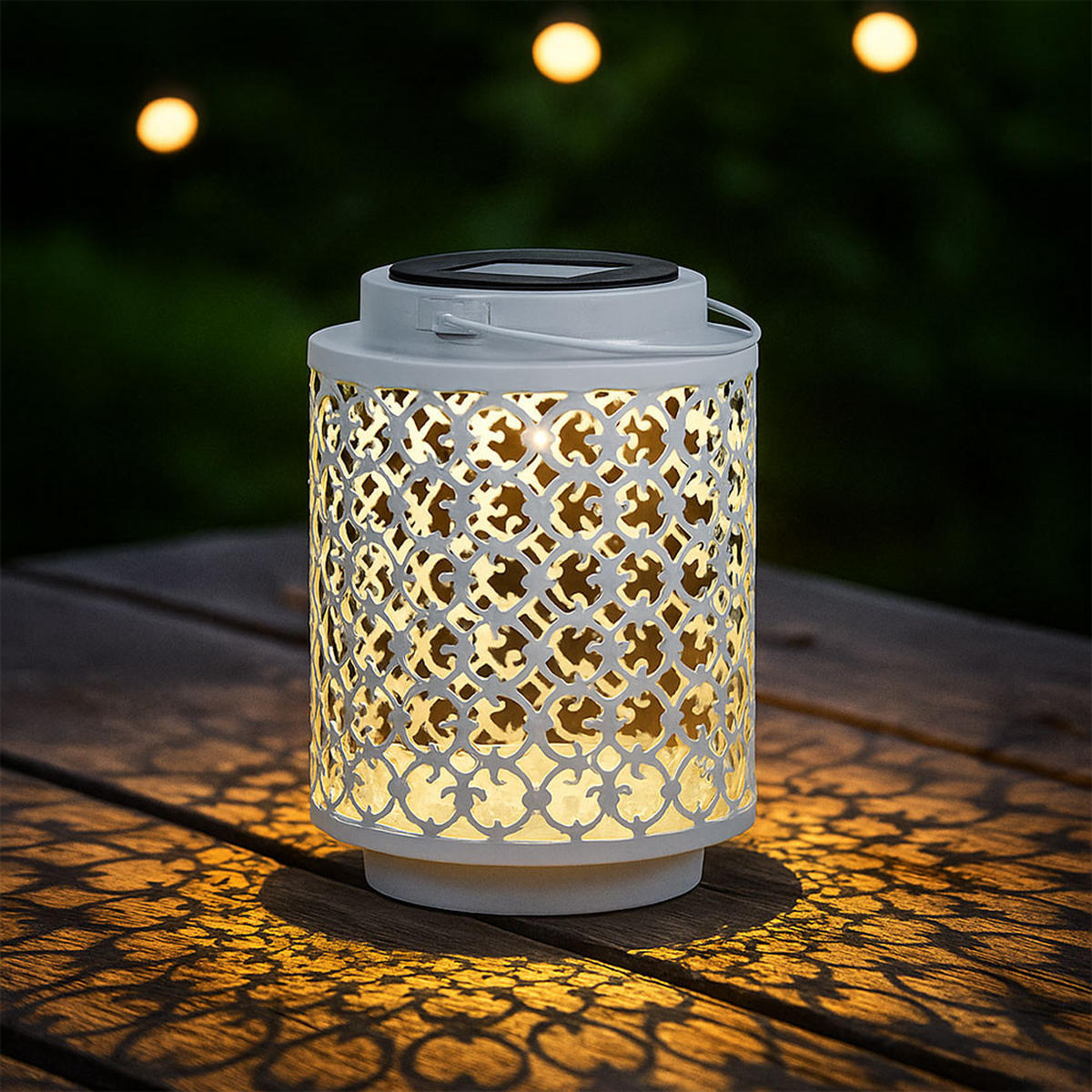 LED AUSSENLEUCHTE Metall Weiß Orientalisch 4er Set - Weiß, Metall (13/18/13cm) - Nowa