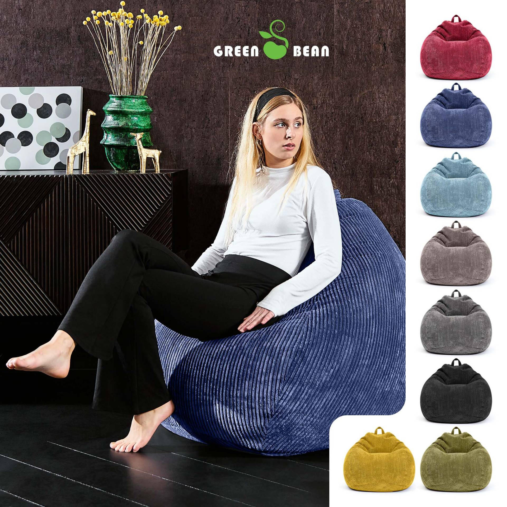 SITZSACK Indoor "Scoop" 90x110cm - Cord - Dunkelblau, Textil (90/110/90cm) - Green Bean