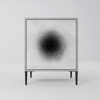 SIDEBOARD BLACK HOLE, Grau, 57,5x42x72,5 cm, Schwarze Metallfüße - Multicolor/Schwarz, Holzwerkstoff/Metall (57.5/72.5/42cm) - SpaceRebels