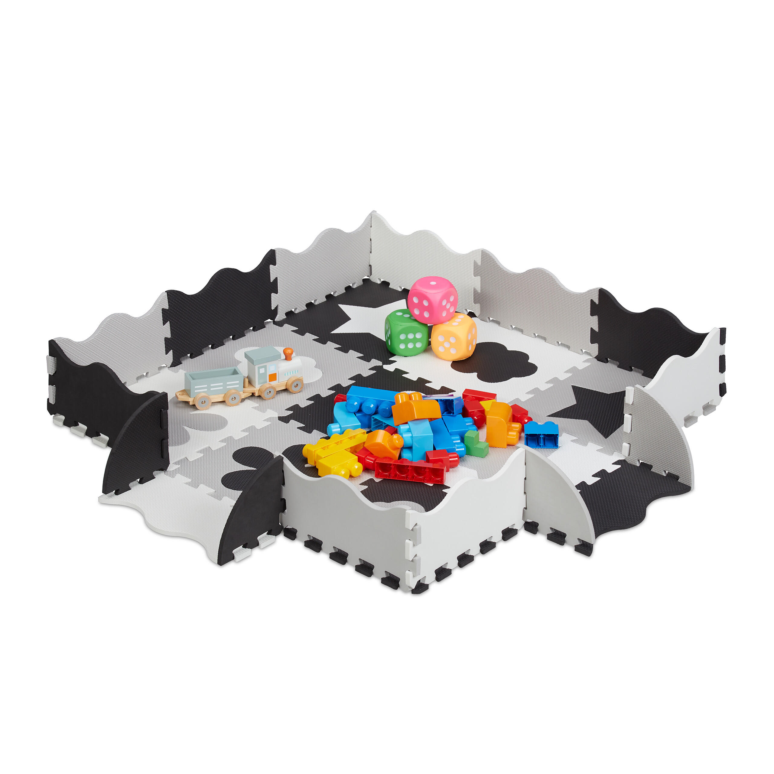 34-TLG.PUZZLEMATTE - Schwarz/Weiß, Kunststoff (31.5/31.5cm) - Relaxdays