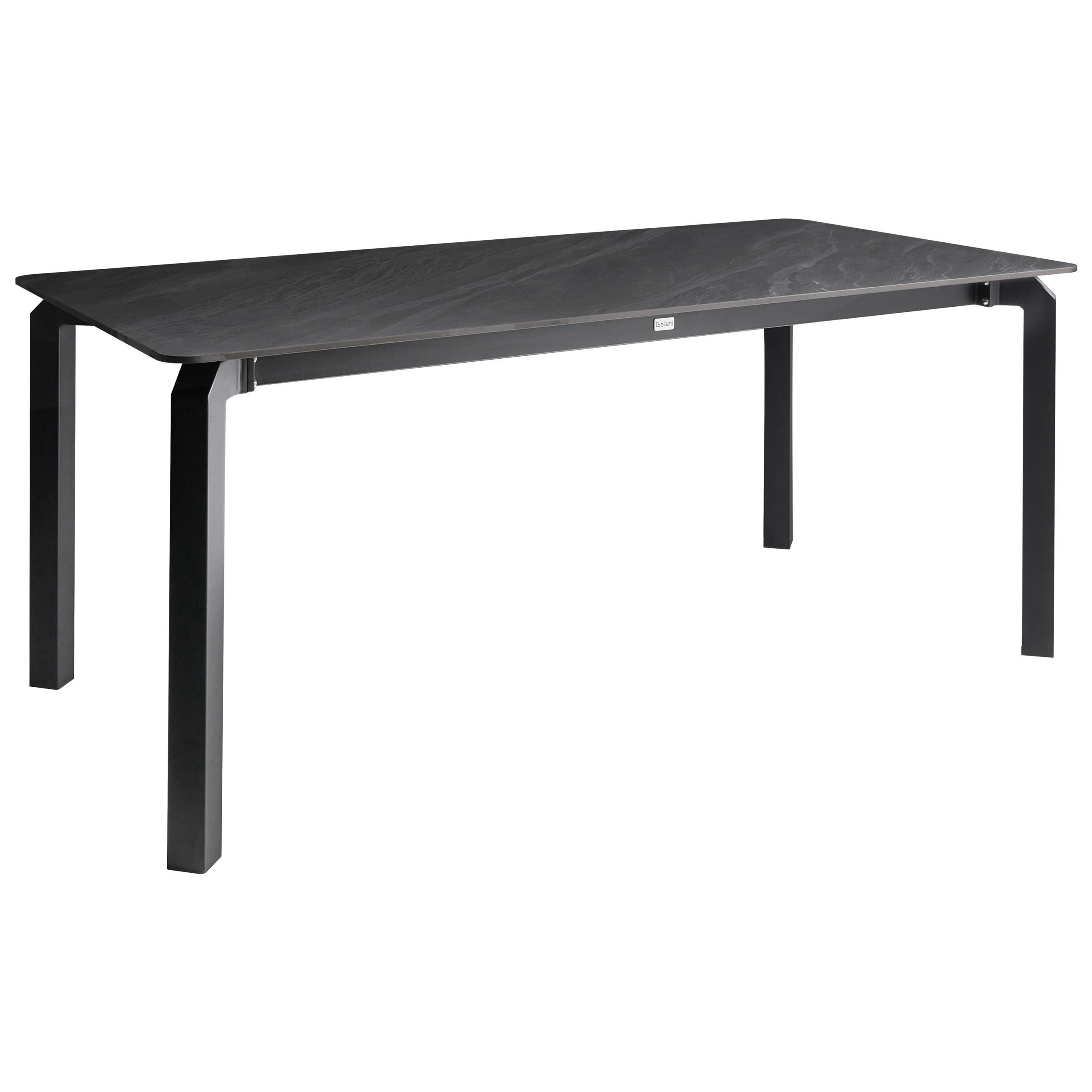 KONFERENZTISCH 90/180 cm Stein Schwarzer Marmor Feletto - Schwarz, Stein (180/90/76cm) - Beliani