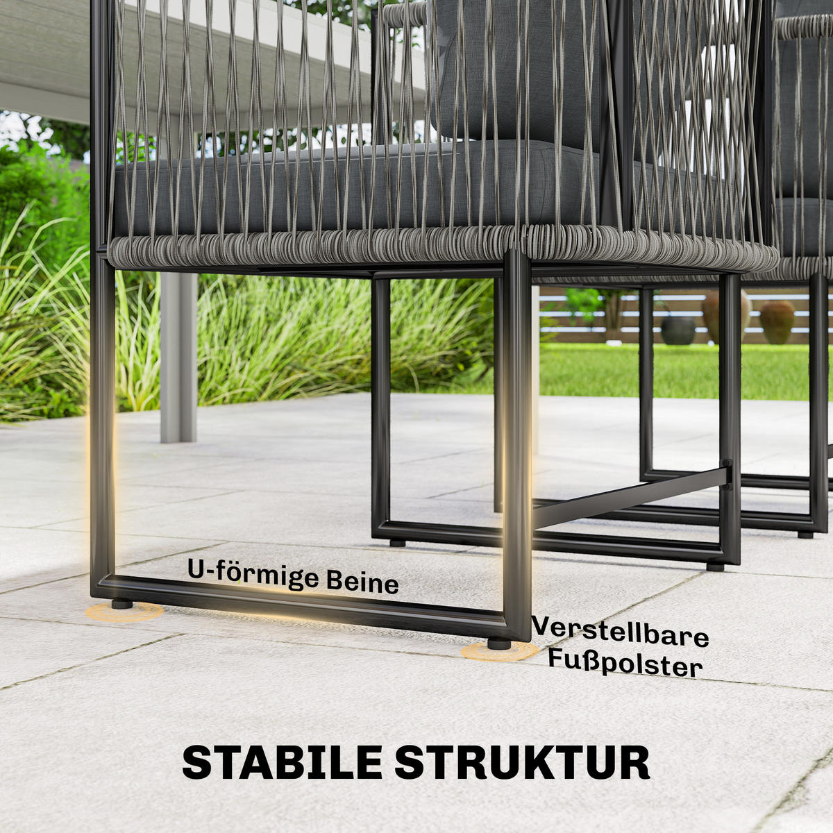 GARTENSTÜHLE 2er Set Stahl PE-Rattan Dunkelgrau - Dunkelgrau, Metall (52/66/52cm) - Outsunny