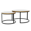 COUCHTISCH rund Klein, Weißglanz, Rahmen Schwarz+gold furnier - Goldfarben/Schwarz, Holzwerkstoff (70/70/48cm) - Idohome