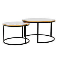 COUCHTISCH rund Klein, Weißglanz, Rahmen Schwarz+gold furnier - Goldfarben/Schwarz, Holzwerkstoff (70/70/48cm) - Idohome