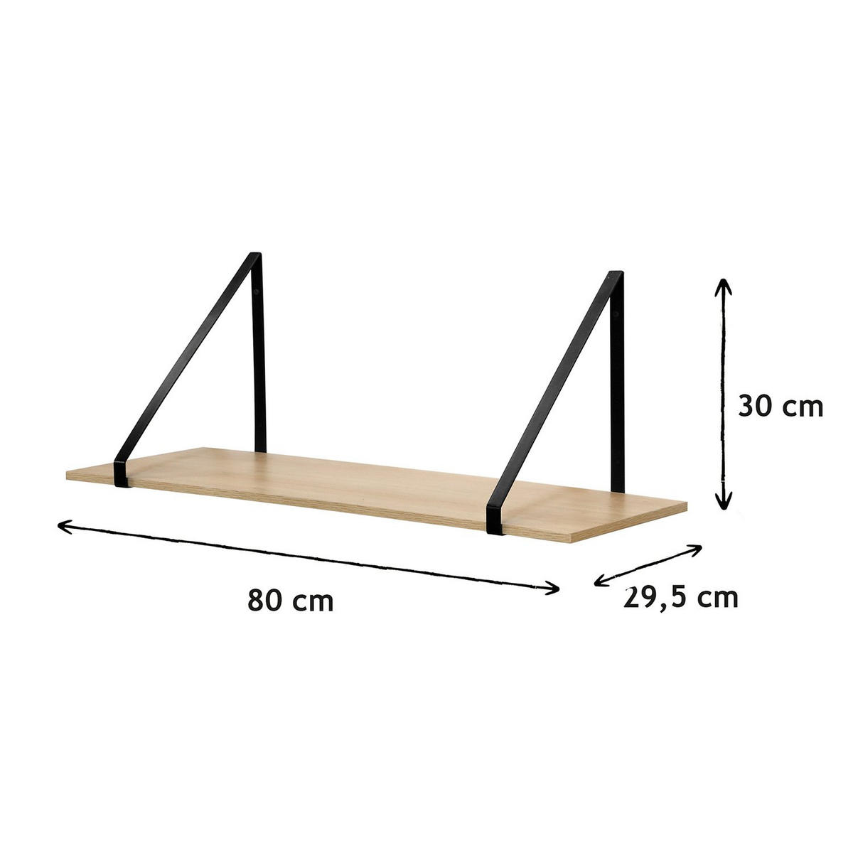 WANDREGAL mit besonders großer Tiefe - T29.5cm - Apfelbaumfarben, Holzwerkstoff (29.5/30/80cm) - Calicosy