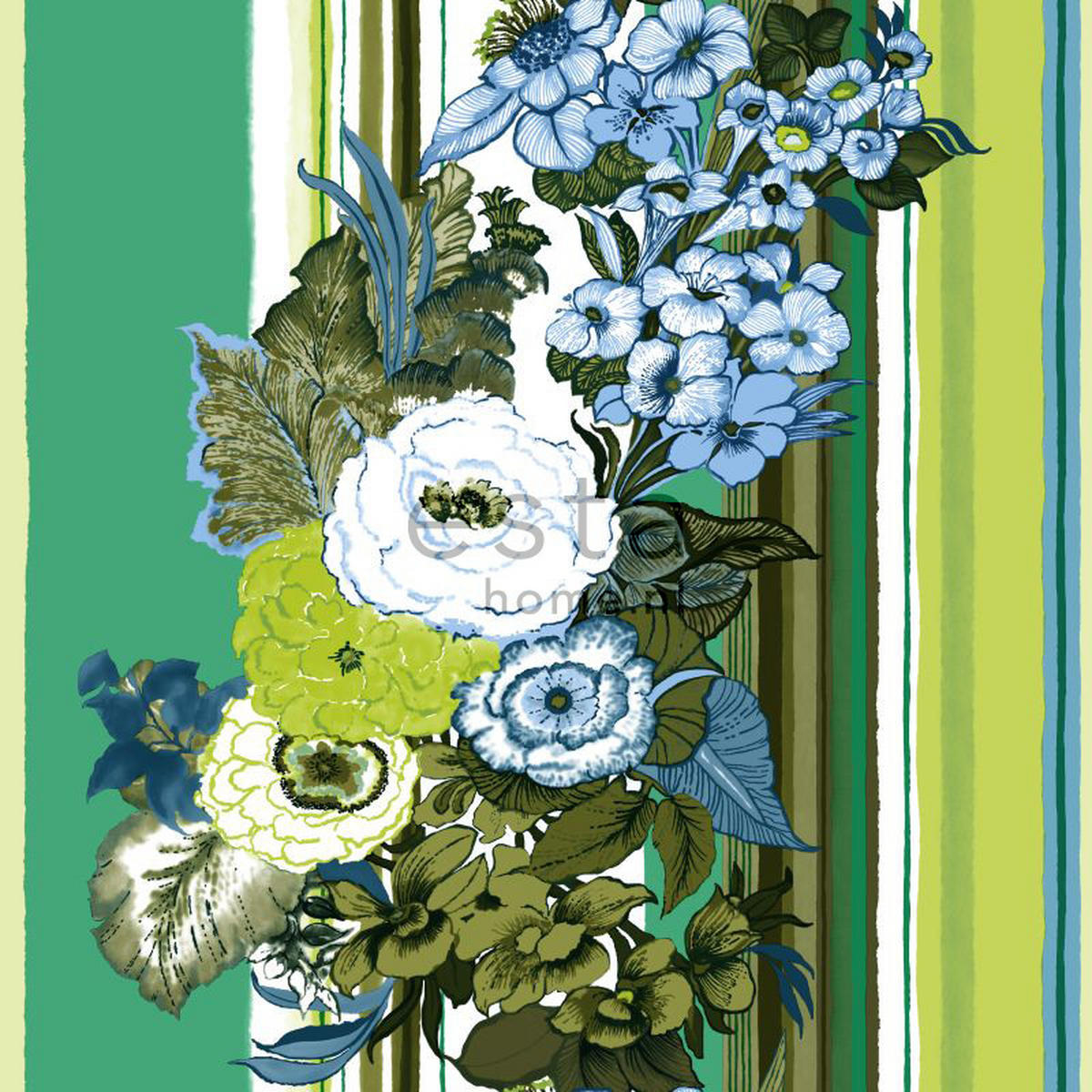TAPETE Blumenmuster 53 cm x 10.05 m - Grün, Papier (53/1000cm) - ESTAhome