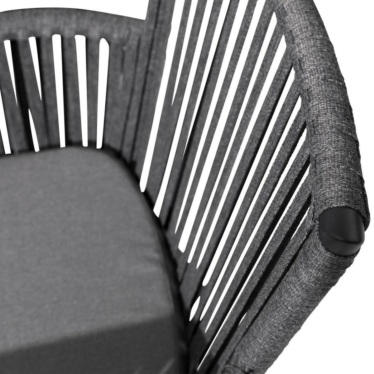 GARTENSTUHL AFUERA 6ER-SET - Schwarz/Grau, Textil/Metall (56/85/59cm) - IDIMEX