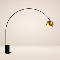 STEHLAMPE Ball Bogenlampe Marmor Schwarz/Gold - Schwarz, Stein (30/30/220cm) - s.luce