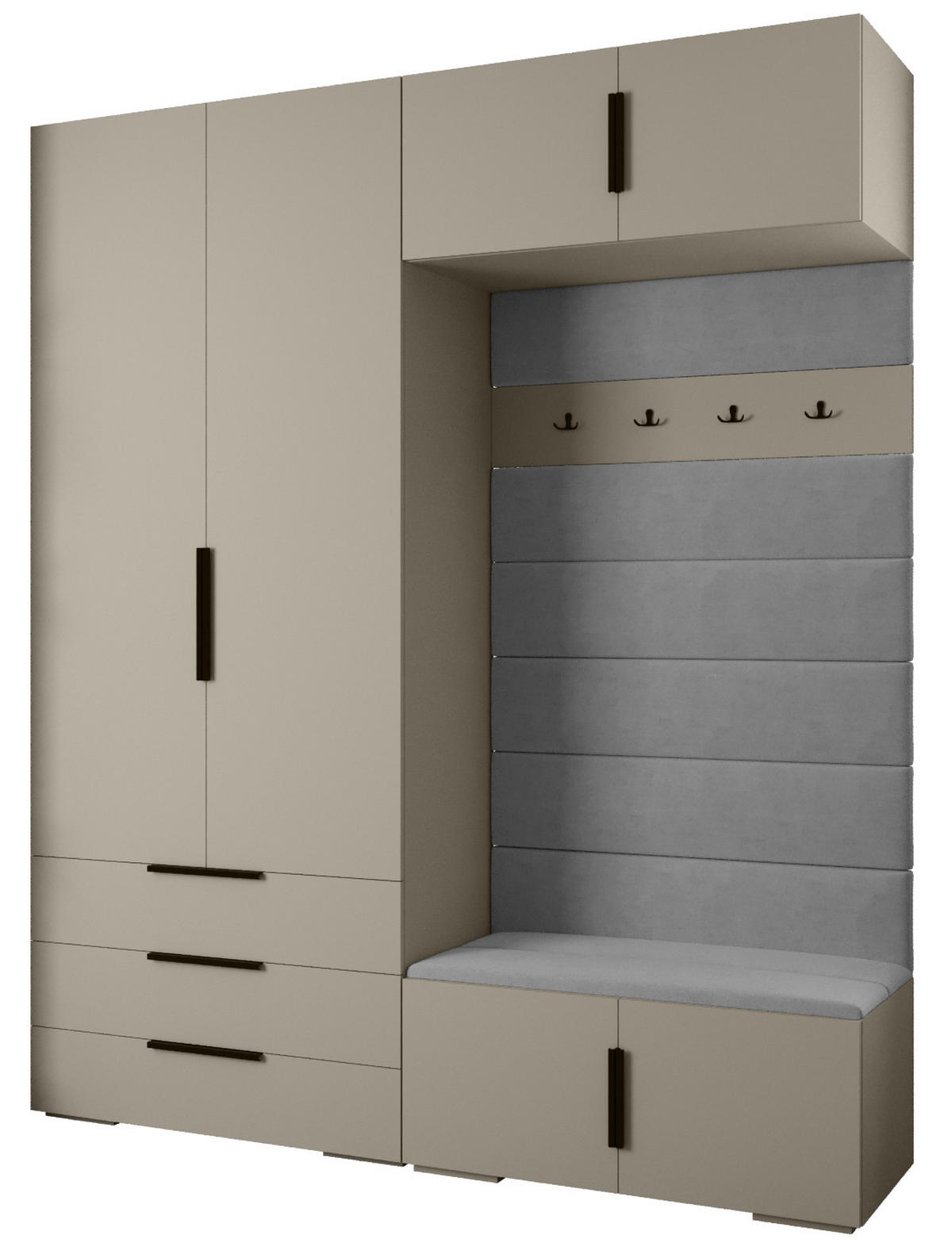 GARDEROBEN-SET 236,7/200/47 - Kaschmir/Schwarz, Holz/Kunststoff (200/236.7/47cm) - Abiks Möbel
