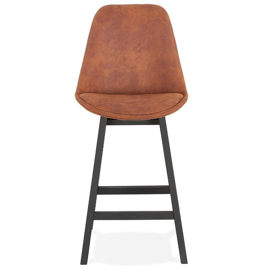 BARHOCKER Mikrofaser Massivholzbeine Sitzhöhe 66cm Skandi-Stil NIXARA MINI, Braun-Schwarz 48x56x103 cm - Schwarz/Braun, Eichenholz/Textil (48/103/56cm) - KADIMA DESIGN