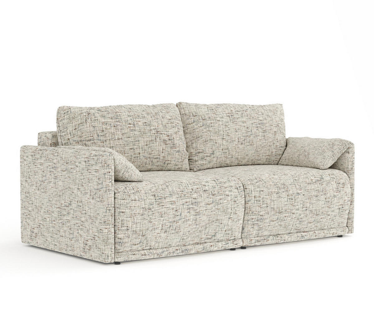 SCHLAFSOFA MIT ECKSOFA-FUNKTION Nappa Beige Webstoff - Beige/Schwarz, Holz/Holzwerkstoff (215/100/112cm) - Maison de Reve