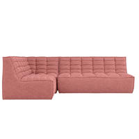 ROHOVÁ SEDAČKA modulární ve tvaru L, plyšová tkanina Pop, Růžová, Levá strana, LAZY L Mini - růžová, dřevo (253/173cm) - Kaiser Möbel