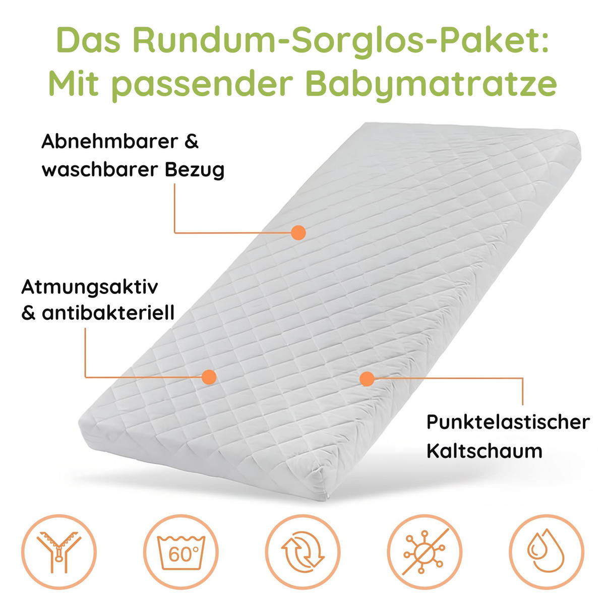 KINDERBETT 140x70 cm mit Matratze & Schublade in weiß - Weiß, Holz (70/140cm) - Kids Collective