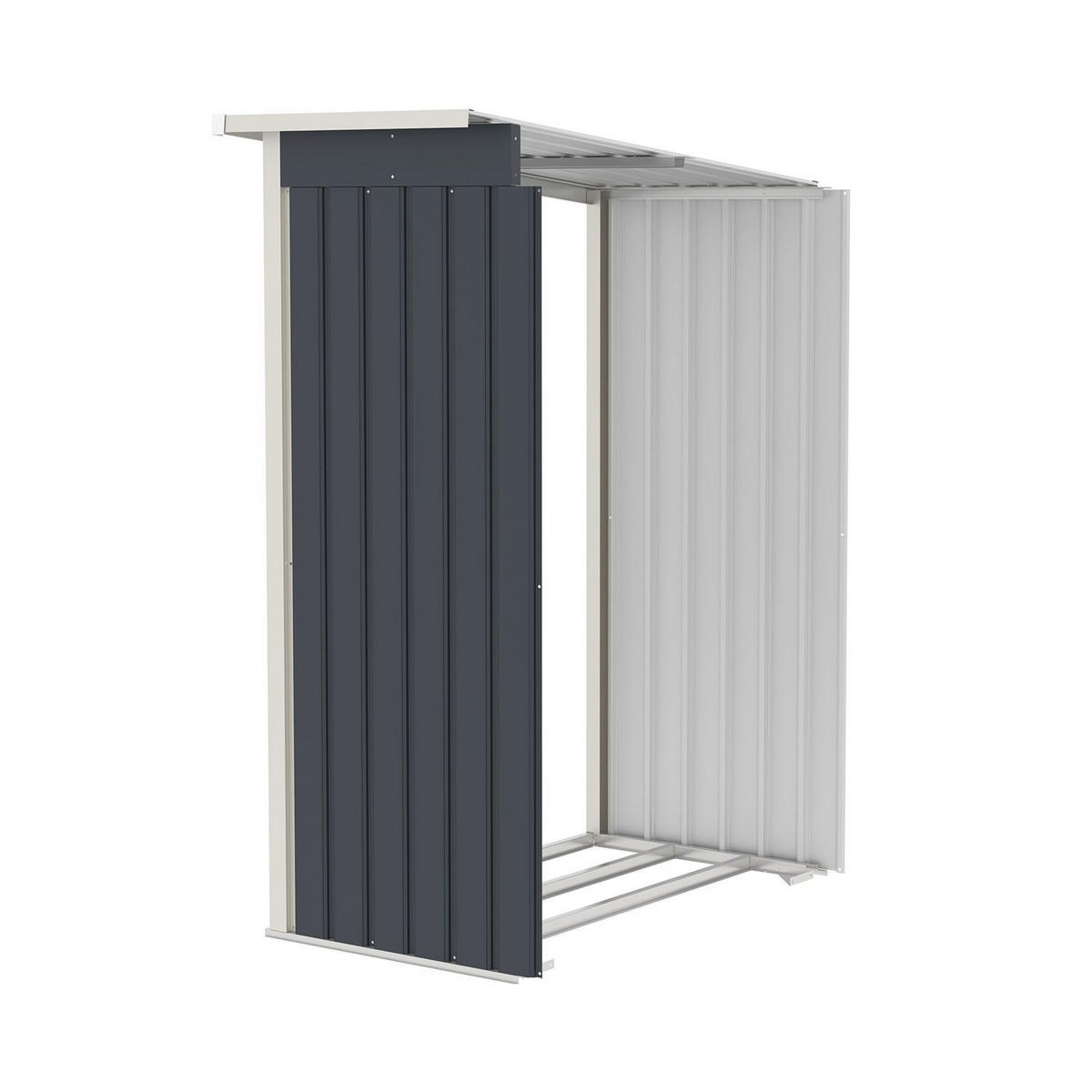 GERÄTESCHUPPEN M mit Holzunterstand links - Anthrazit, Metall (213/173/130cm) - Juskys