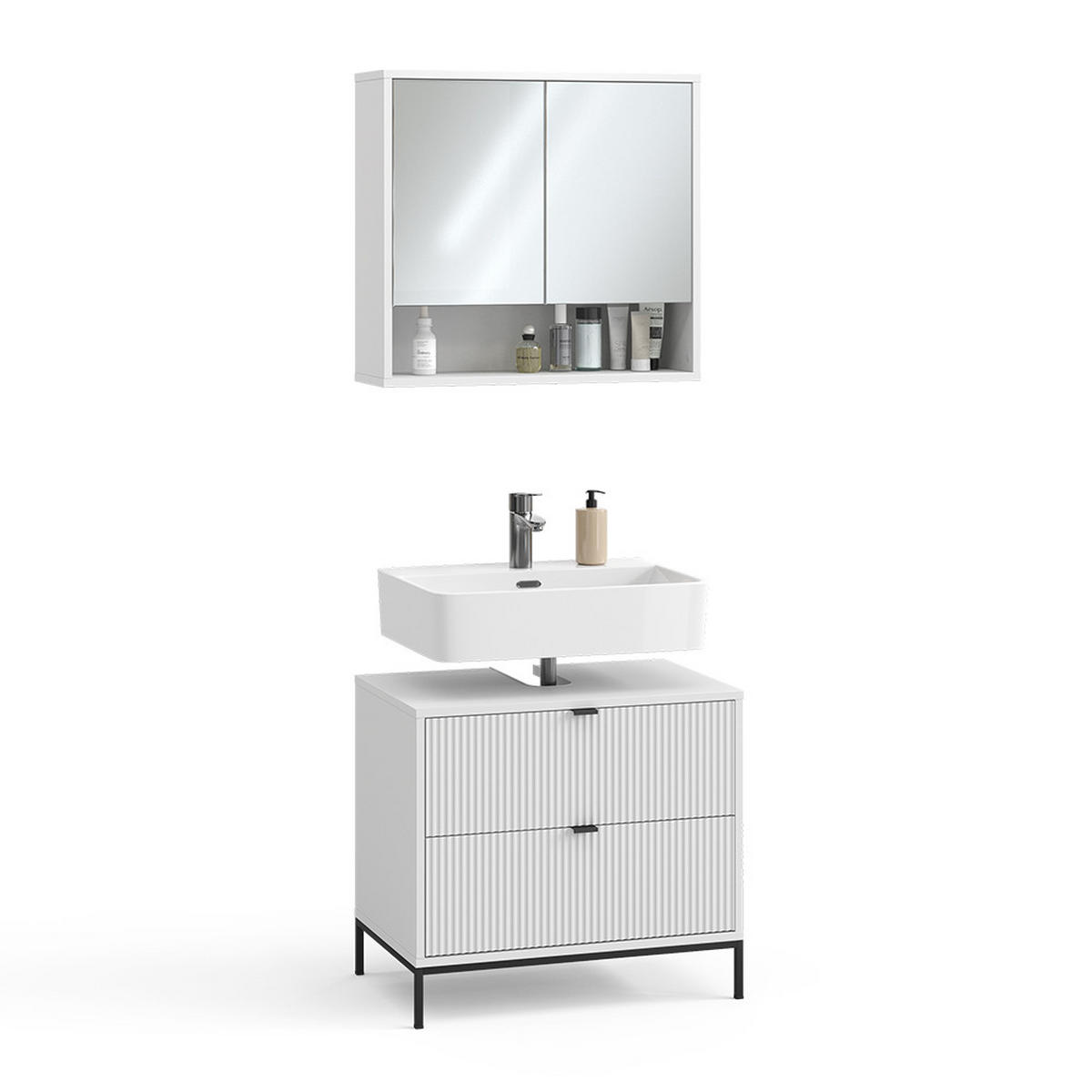 BADMÖBEL-SET Eliza Weiß 2 Teile - Weiß, Holzwerkstoff (70/63/45.1cm) - Vicco