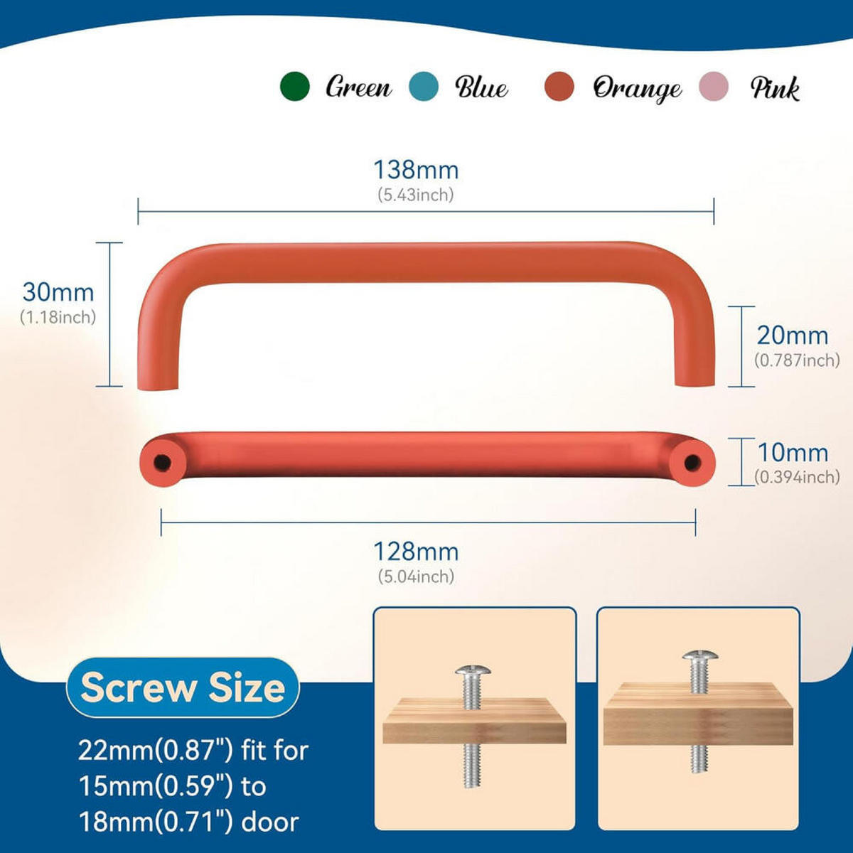 MÖBELGRIFF Orange 4er-Set 128 mm Aluminium - Orange, Metall (1/3.3/13.8cm)