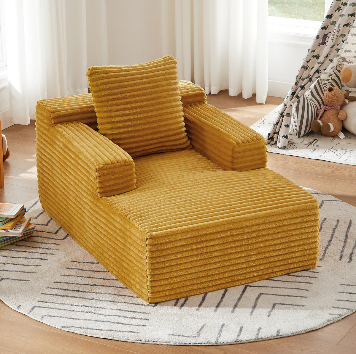 CHAISELONGUE als Schlafsofa aus Cordstoff Gelb - Gelb, Kunststoff (81.03/49.78/116.84cm) - Meubliv