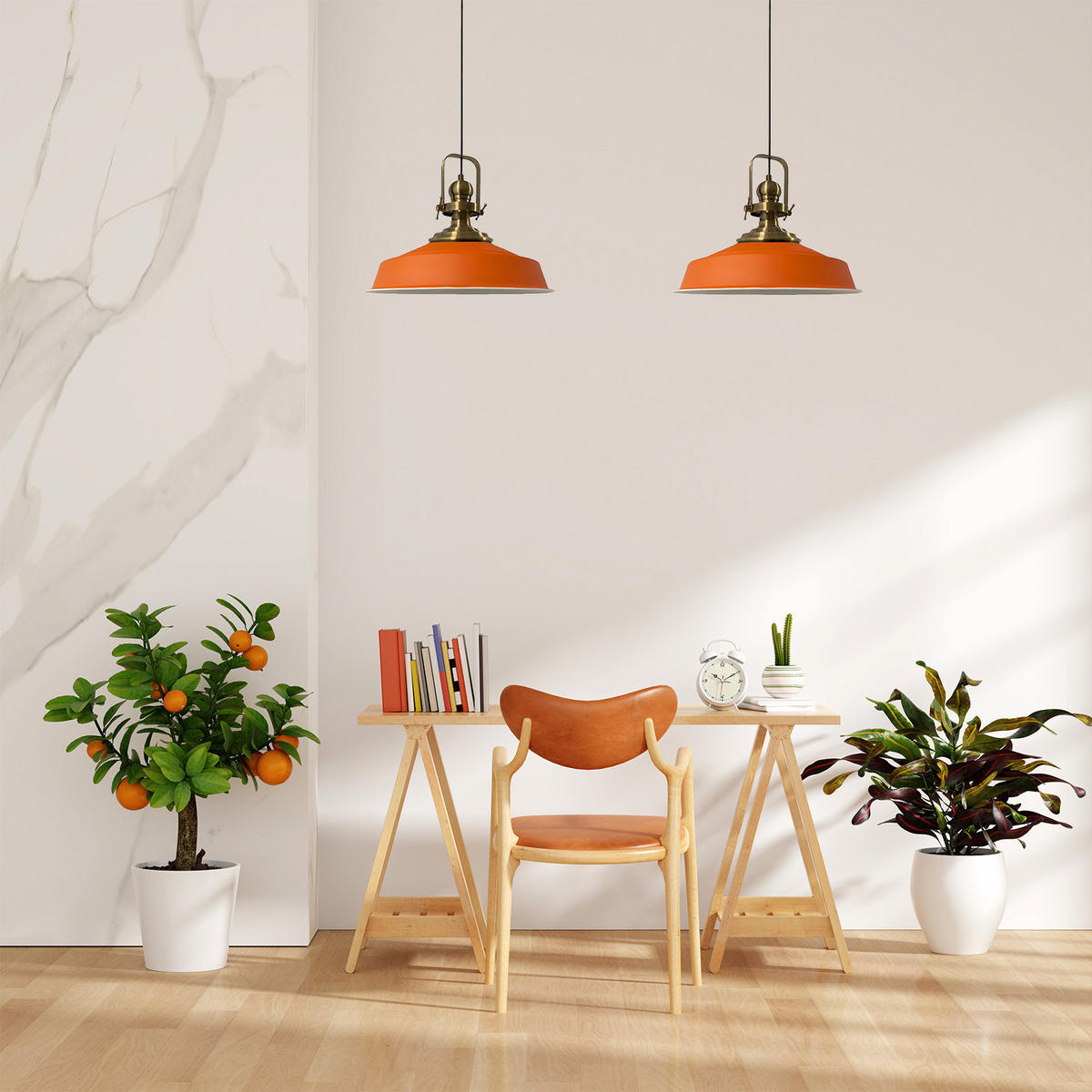 PENDELLEUCHTE Asletl 2 Flammig 41/36 cm - Orange, Metall (36/41/28cm) - Bamyum