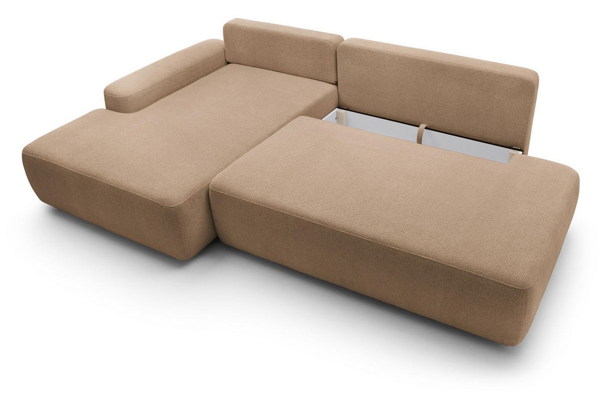 ECKSOFA 275 cm mit Schlaffunktion Orea O, Links, Braun - Braun, Holz (276/164cm) - Emporius