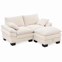 SOFA 2-Sitzer mit Hocker 190 x 132 cm Cord Beige - Beige, Kunststoff (132/190.1cm) - Meubliv