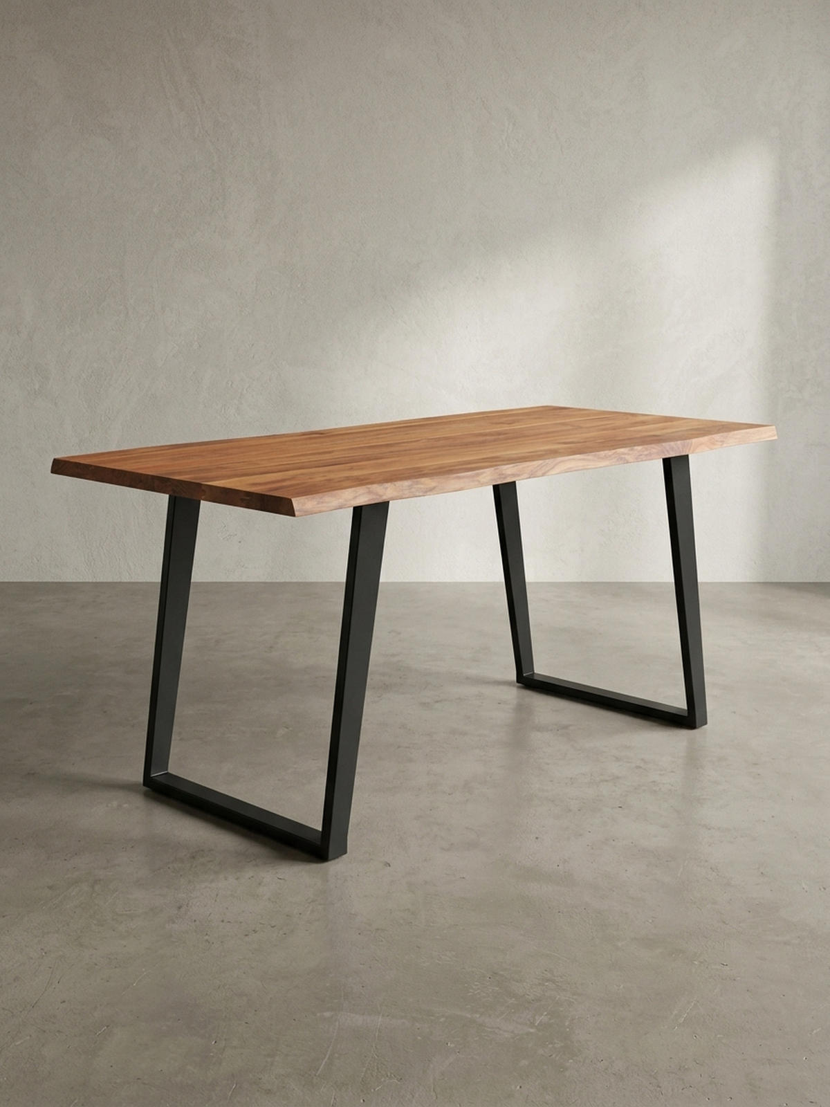 SCHREIBTISCH Massivholz Baumkante U-Gestell Handarbeit ATOLL, Goldbraun-Schwarz 140x80x76 cm - Schwarz/Braun, Holz/Metall (80/140/76cm) - KADIMA DESIGN