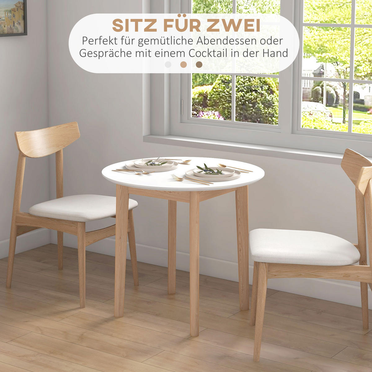 ESSTISCH, Kiefernholz, Weiß - Weiß, Holz (75/75/76cm) - HOMCOM