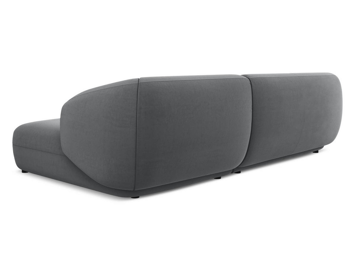 ECKSOFA Rechts Samt Stoff Grau - Dunkelgrau/Schwarz, Kunststoff/Textil (280/156cm) - Makamii