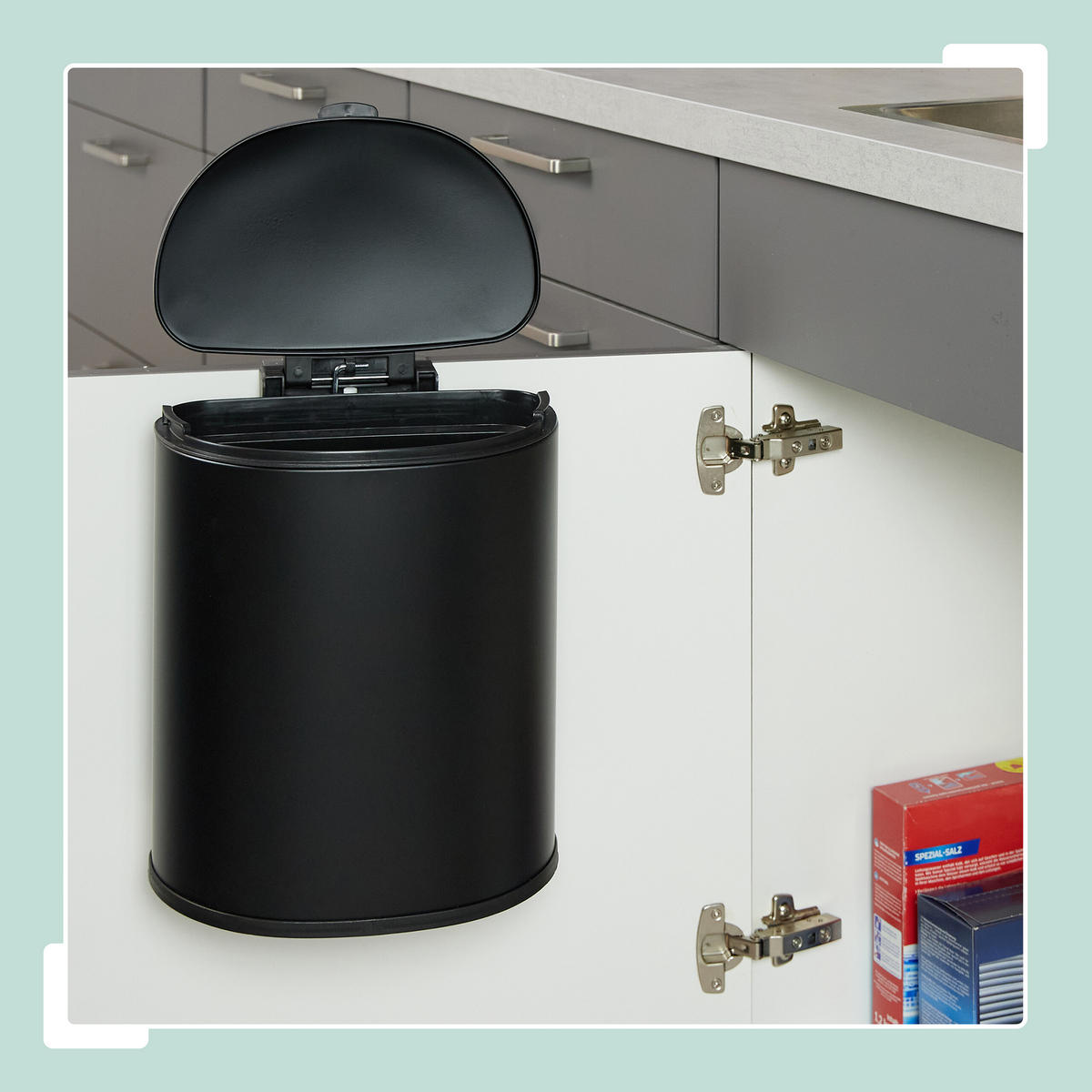 KÜCHENMÜLLEIMER - Schwarz, Kunststoff/Metall (28/32/25cm) - Relaxdays