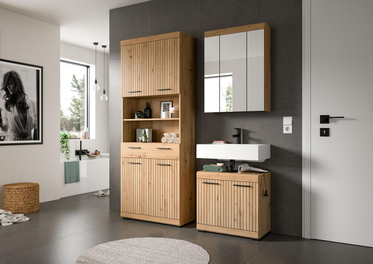 BADEZIMMER Vento 3-tlg. (B/H/T: ca. 149/191/34 cm) in Artisan Eiche /Artisan Eiche - Eiche Artisan, Holz (149/191/34cm)