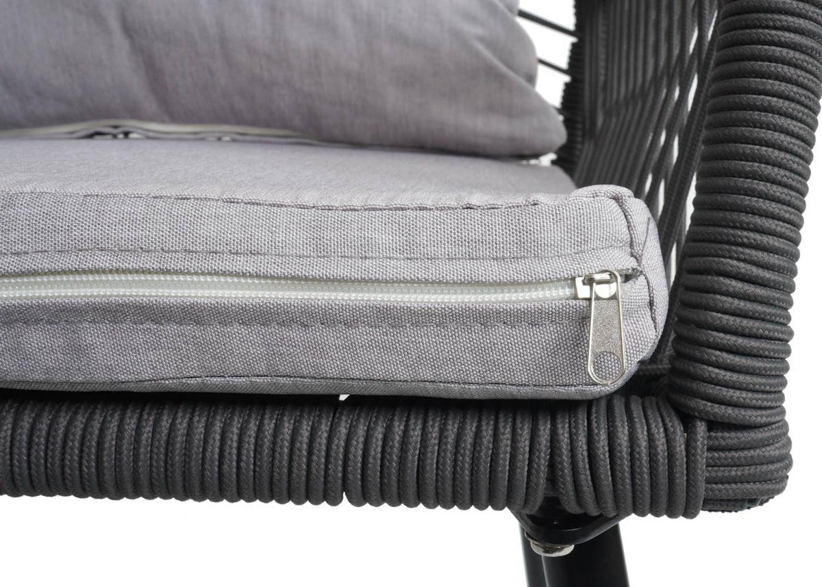 GARTENSTUHL 2er-Set 81x54x62cm Aluminium Seilgeflecht Rope Anthrazit - Hellgrau, Metall (54/81/62cm) - PROREGAL