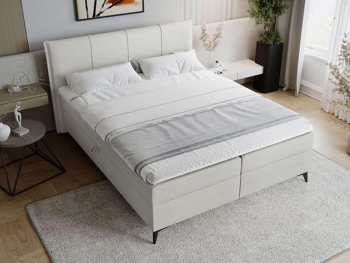 BOXBETT Eco Bis - H3 - Hellgrau/Schwarz, Holz/Holzwerkstoff (140/200cm) - MIRJAN24