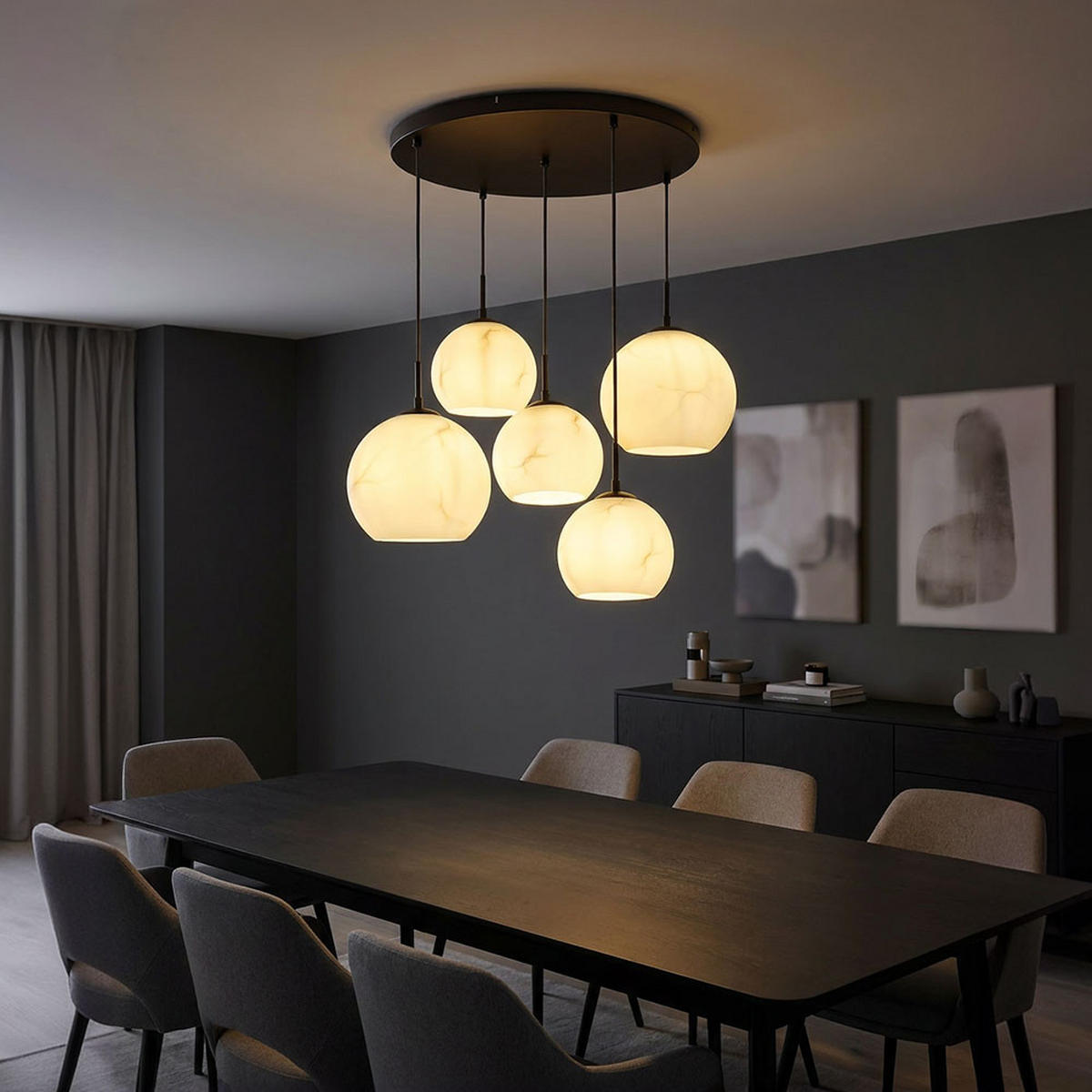 HÄNGELEUCHTE RAGUSA Metall, Schwarz, Glas Pendelleuchte - Schwarz, Glas (70/75/120cm) - Globo Lighting