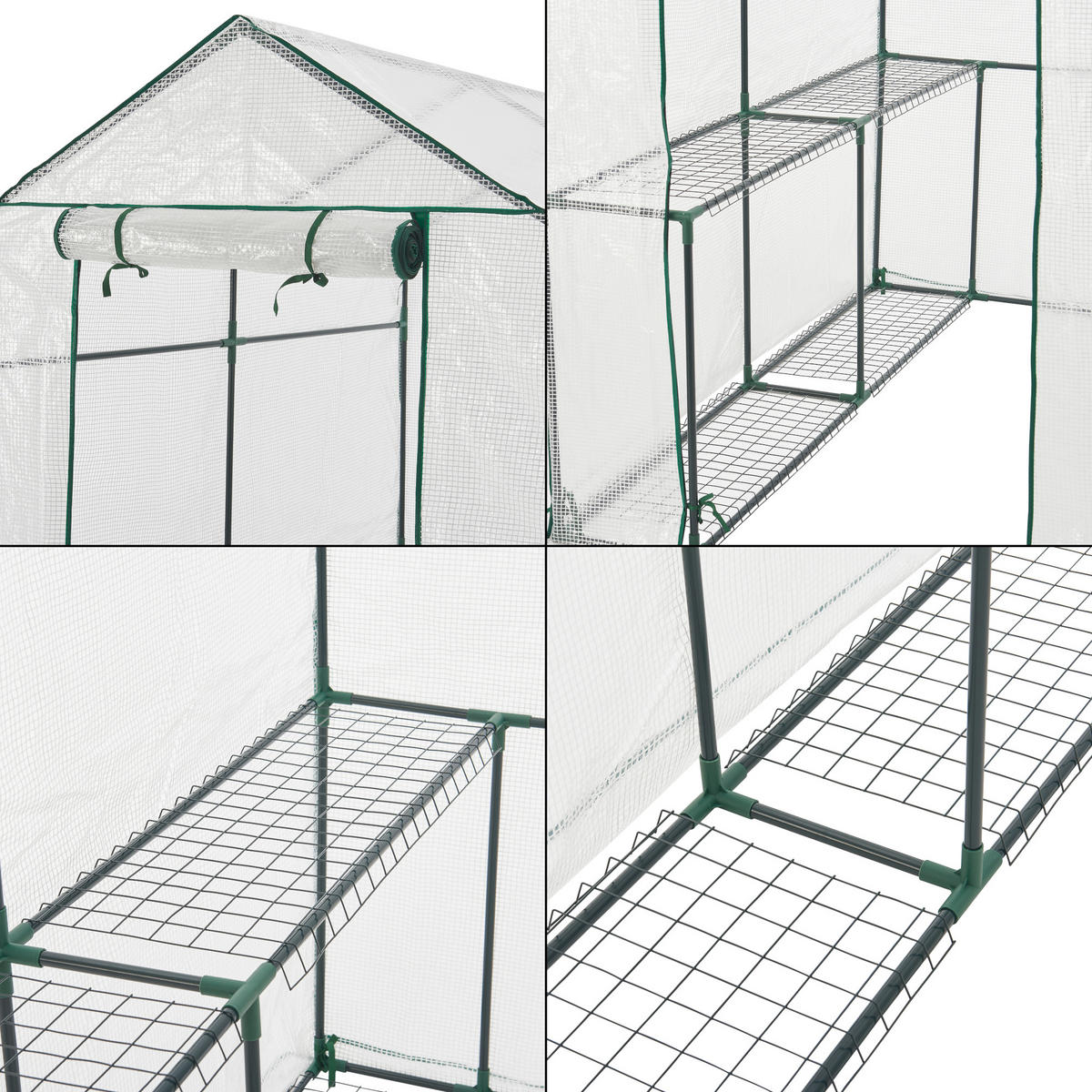 GEWÄCHSHAUS Oosterhout - Transparent/Weiß, Kunststoff (120/190/186cm) - [en.casa]
