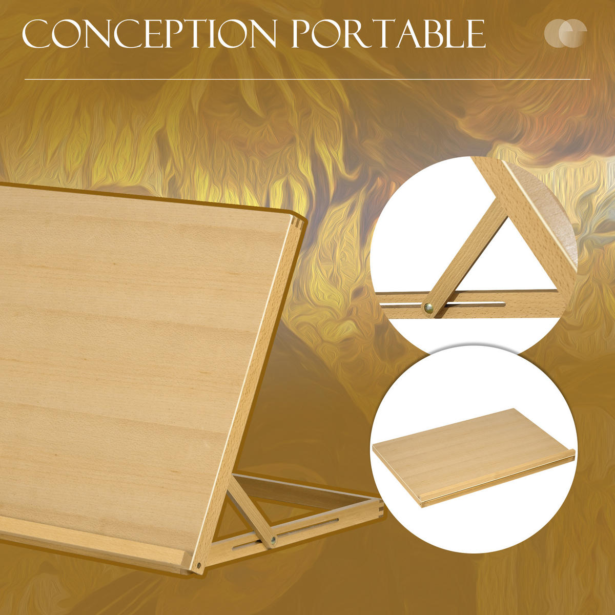 TISCH-STAFFELEI DE-16730 für A2-Formate, neigbar 0-90° Naturholz - Naturfarben, Holzwerkstoff (51.4/51/75.8cm) - ComfortXL