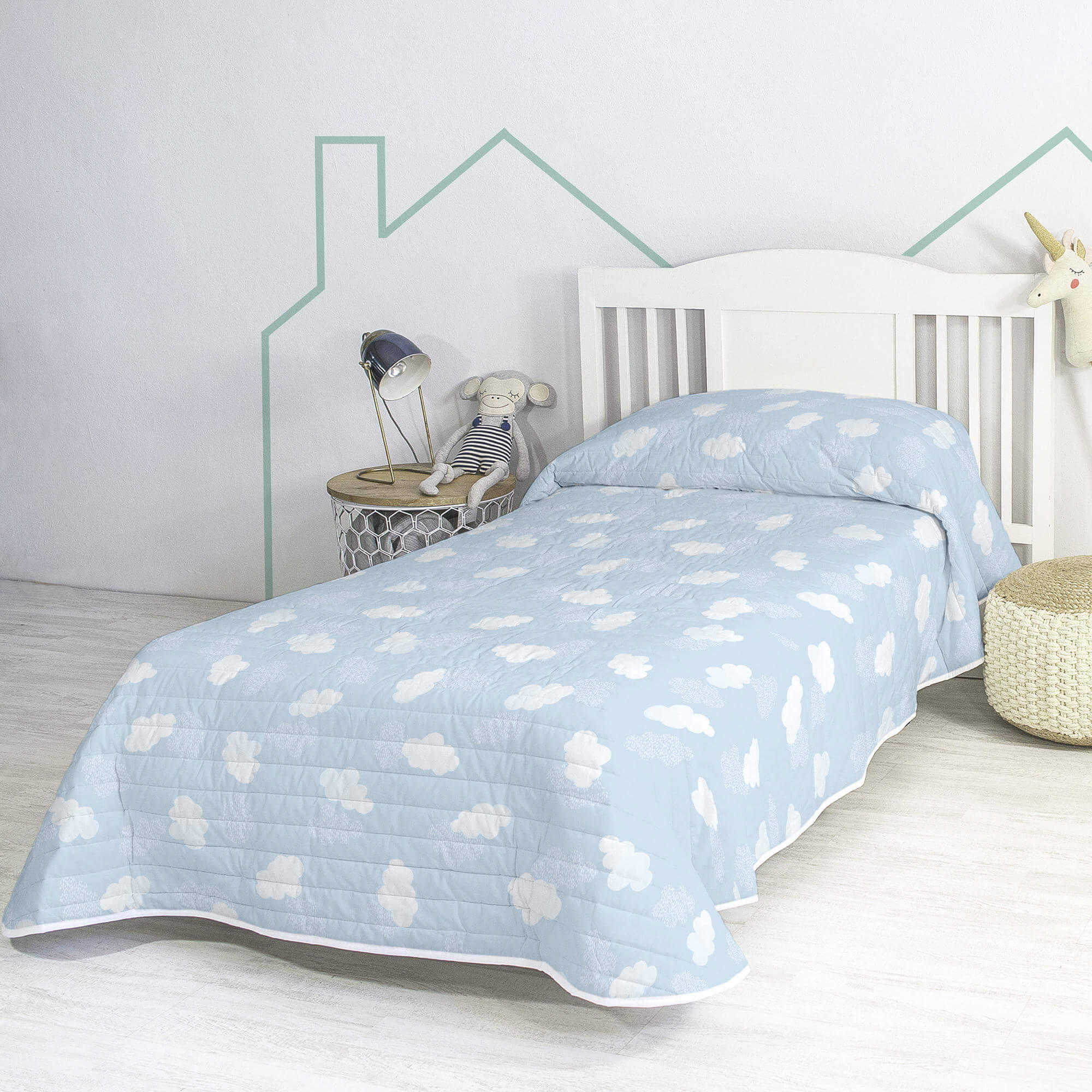 TAGESDECKE clouds 200x260 cm (bett 105) blau - Blau, Textil (200/260cm) - Happy Friday