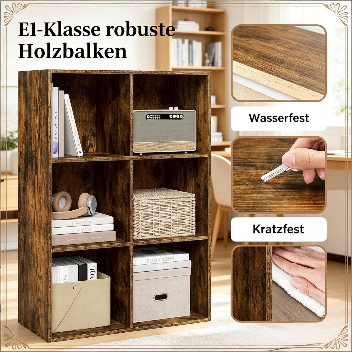 BÜCHERREGAL Rustic Brown 6 offene Fächer 59,6/29/89 cm - Wildeiche, Holzwerkstoff (29/89/59.6cm) - PANGIVO