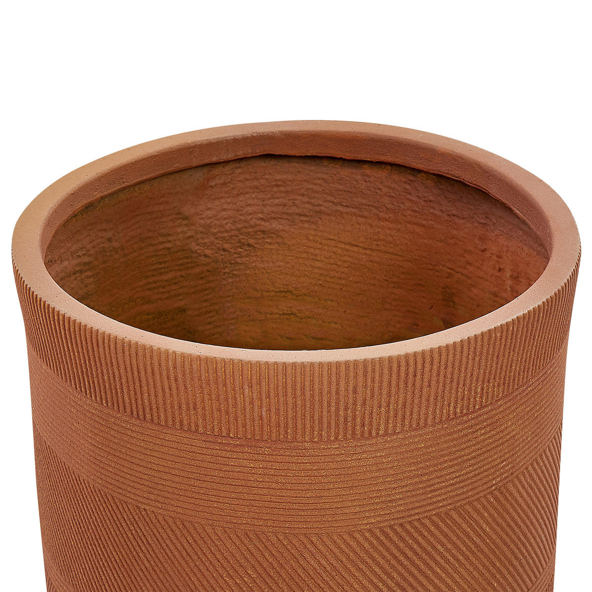 BLUMENTOPF goldbraun rund 36/36/36 cm Voula - Braun, Naturmaterialien (36cm) - Beliani