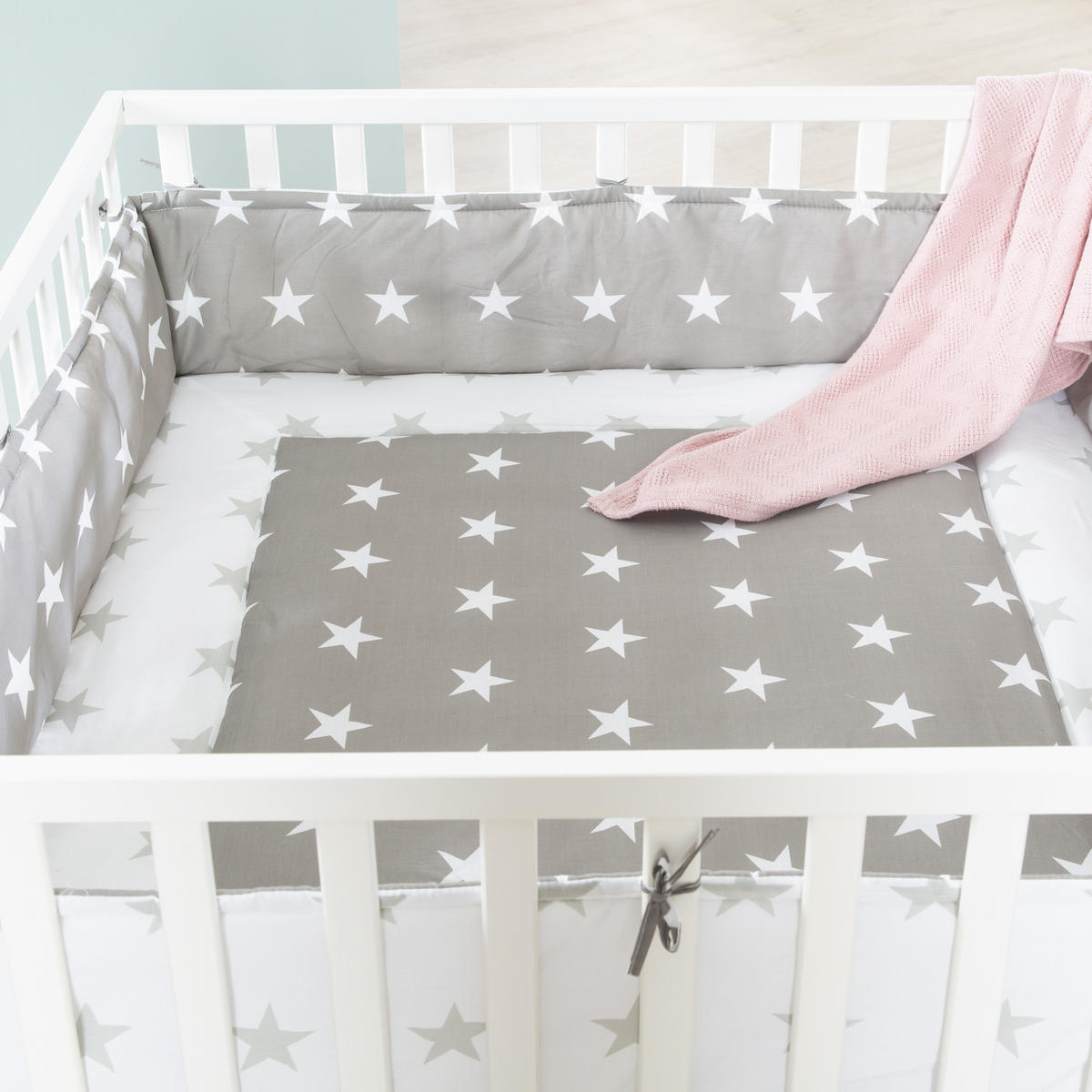 LAUFGITTER 100x100, Little Stars - Weiß, Holzwerkstoff (94.5/72/94.5cm) - Roba