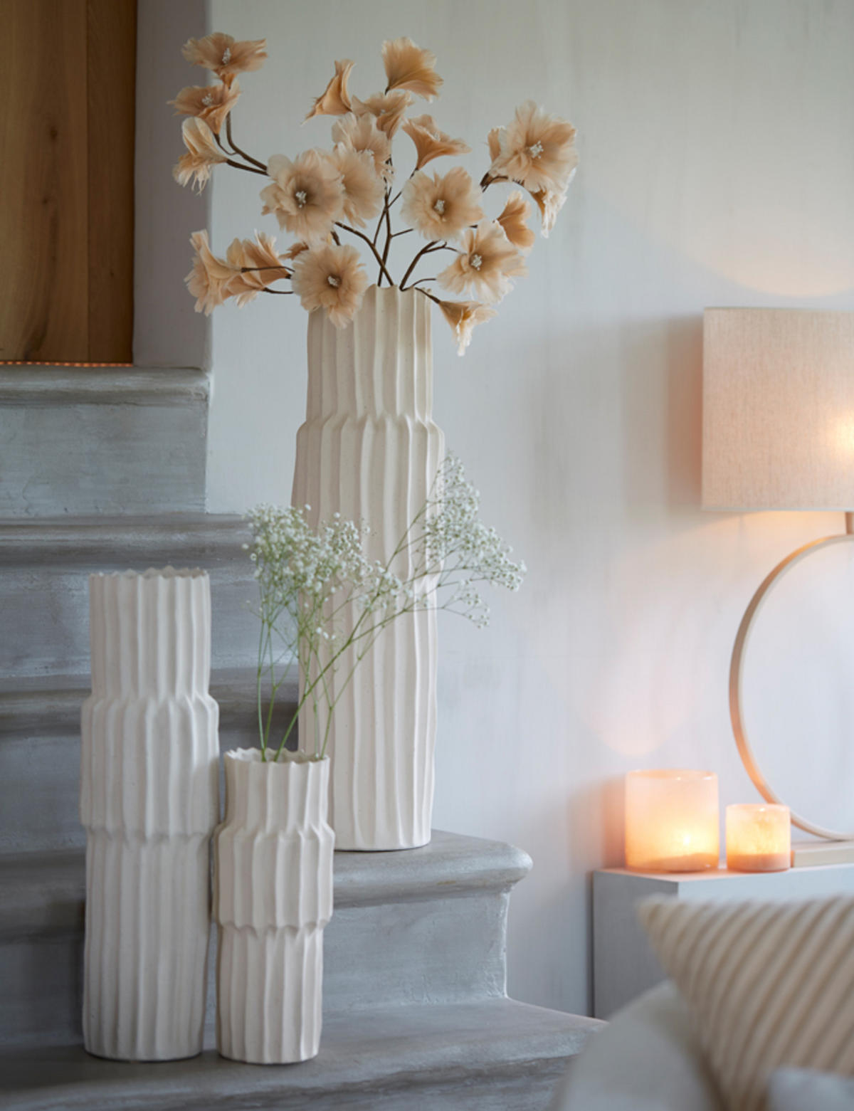 VASE Longa Weiß Ø14,5/36 cm - Weiß, Keramik (36cm) - Light & Living