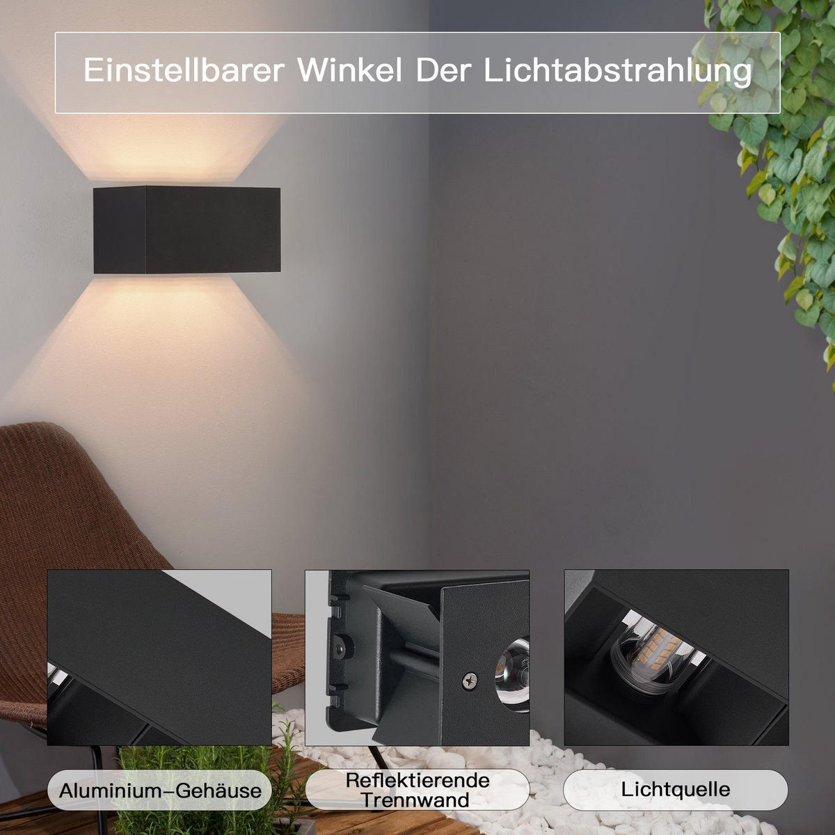WANDLEUCHTE Inspiration 2er-Set - Schwarz, Metall (10/10/20cm) - Nettlife