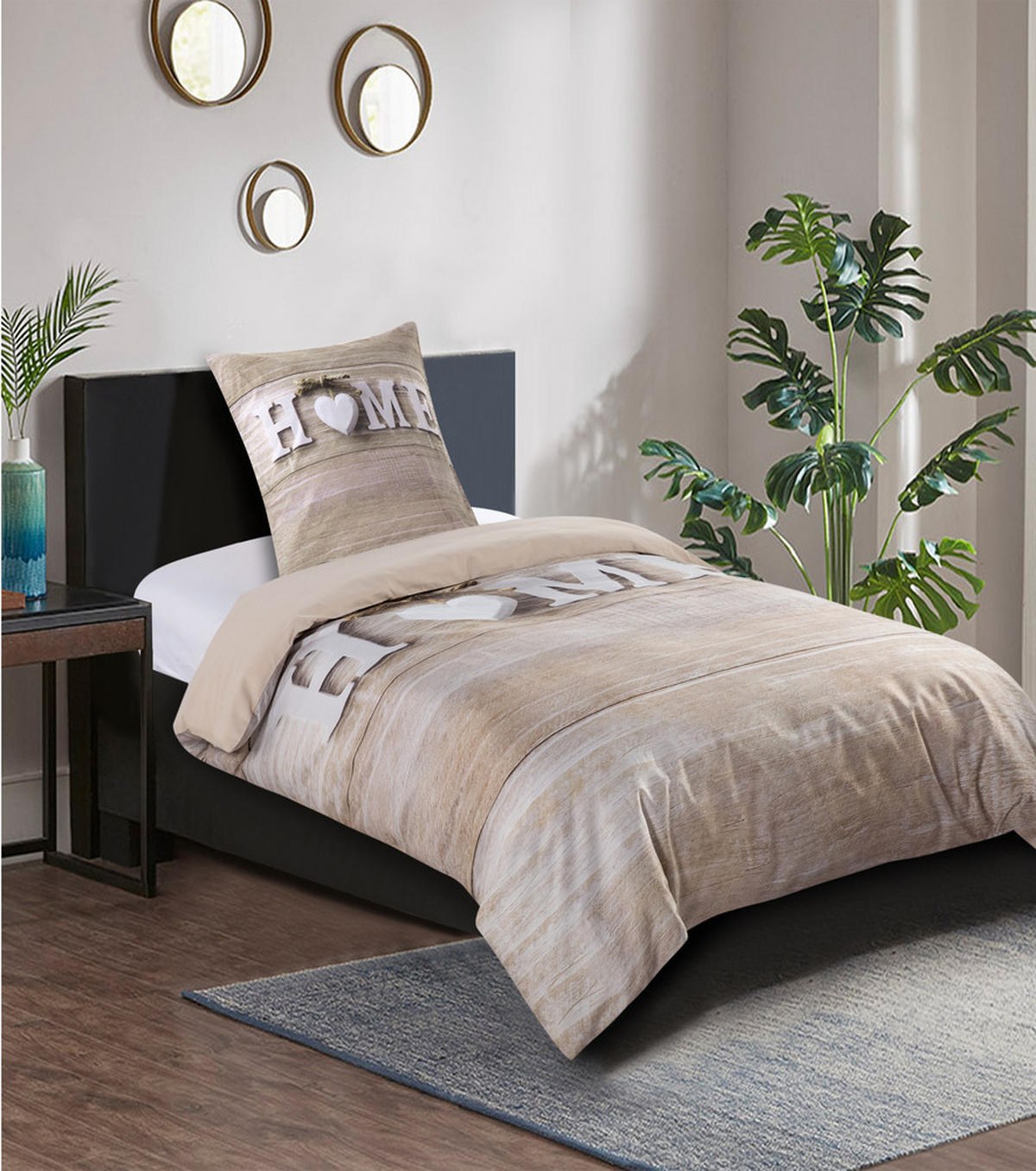 BETTWÄSCHE 2-teilig Home - Braun, Naturmaterialien (135/200cm) - Sanilo