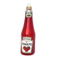 CHRISTBAUMSCHMUCK Ketchup Flasche Rot 13cm (Glas / 1 Stk.) - Rot, Glas (4/13/4cm)