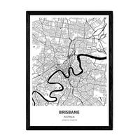 POSTER Karte Von Brisbane - Australien A4 Rahmenlos - Klar, Papier (29.7/5/21cm) - Nacnic