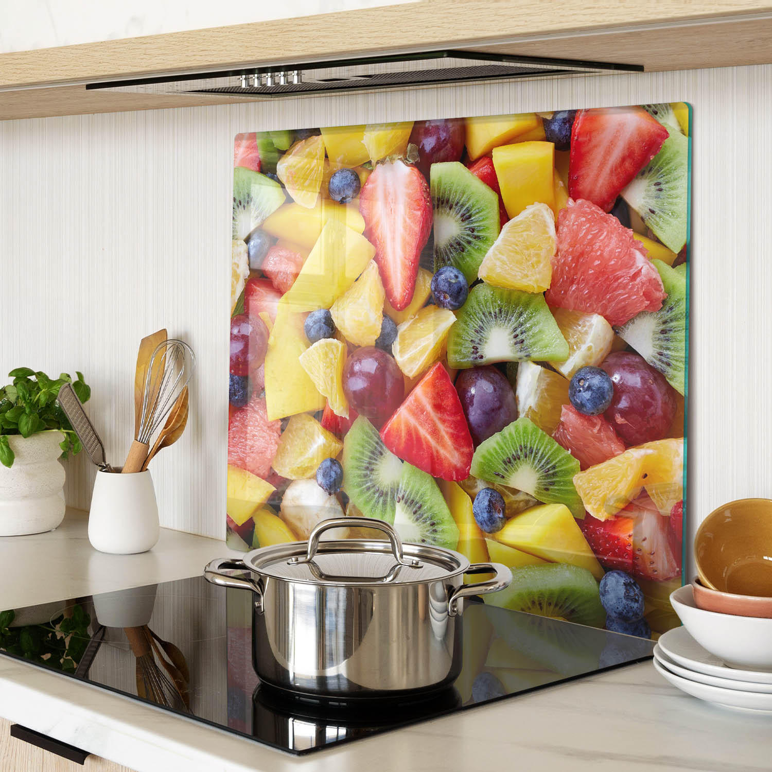 GLASPLATTE 60x52 cm Gehackte Früchte - Multicolor, Glas (60/0.4/52cm) - TULUP