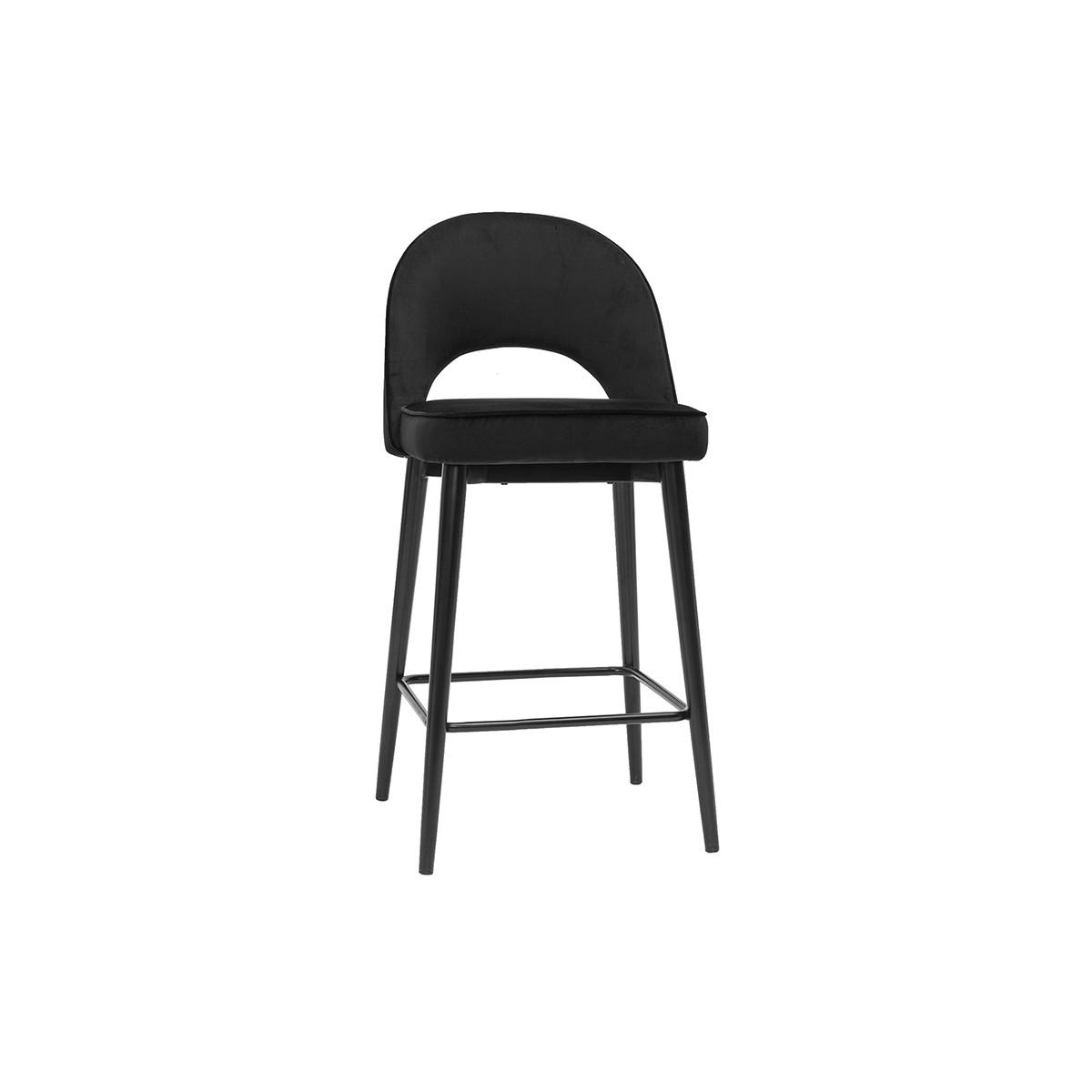 BARHOCKER Samt Schwarz Metall H69 cm BELLEROSE - Schwarz, Textil (47/97/48.5cm) - Miliboo