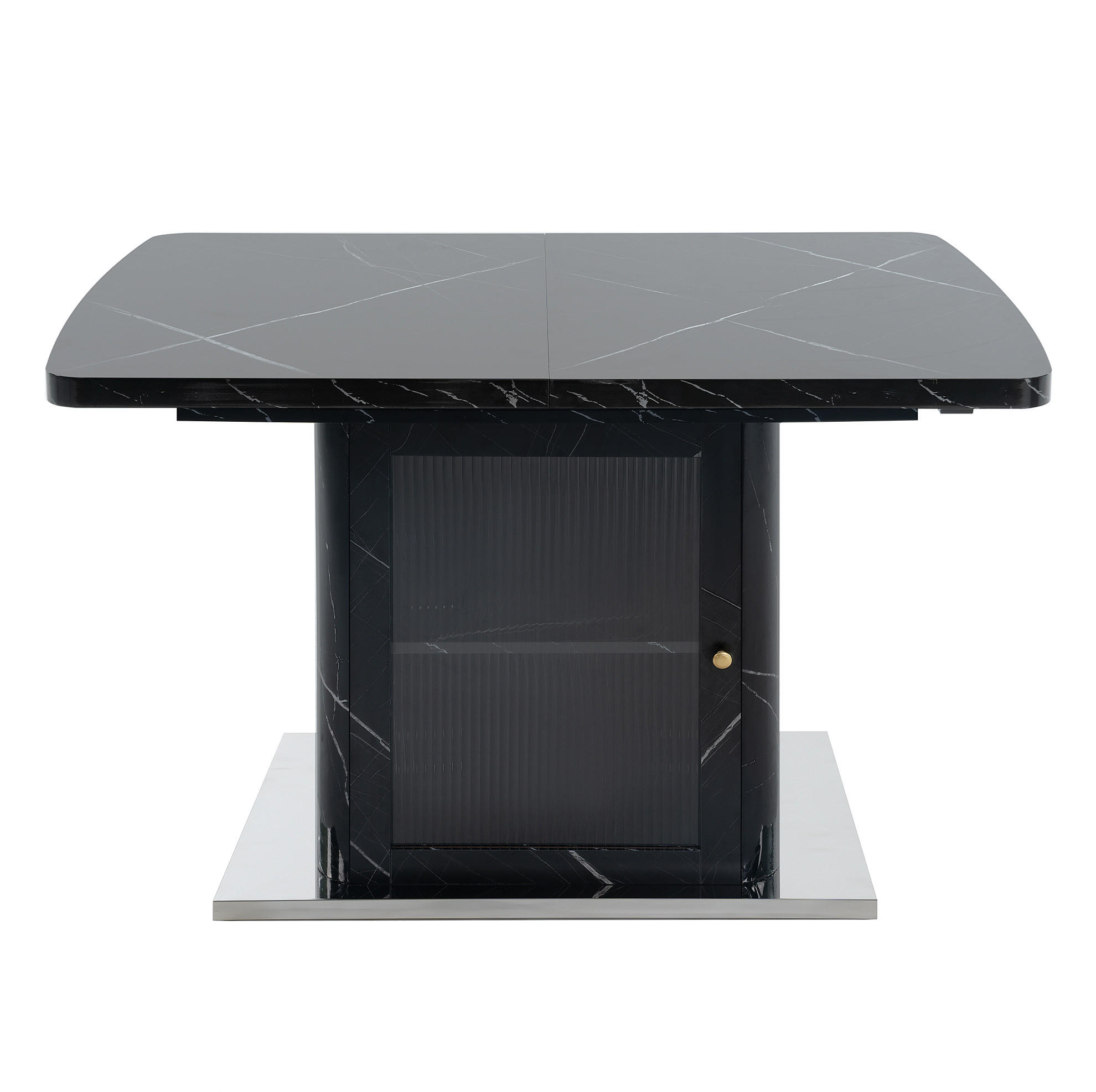 ESSTISCH 120-160/76/80 cm Schwarz aus Glas, MDF und Stahl mit Stauraum und Ausziehfunktion - Schwarz, Glas (160/80/76cm) - OKMYHOME