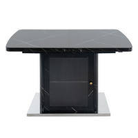 ESSTISCH 120-160/76/80 cm Schwarz aus Glas, MDF und Stahl mit Stauraum und Ausziehfunktion - Schwarz, Glas (160/80/76cm) - OKMYHOME