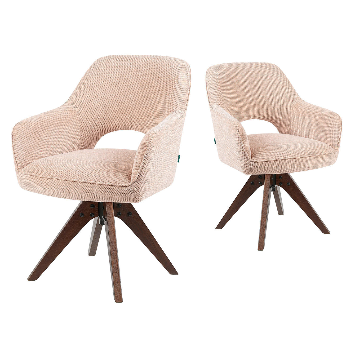 DREHSTUHL Mika-Lena 2er-Set - Nussbaumfarben/Rosa, Eichenholz/Holz (60/87/65cm) - DUBI Möbel