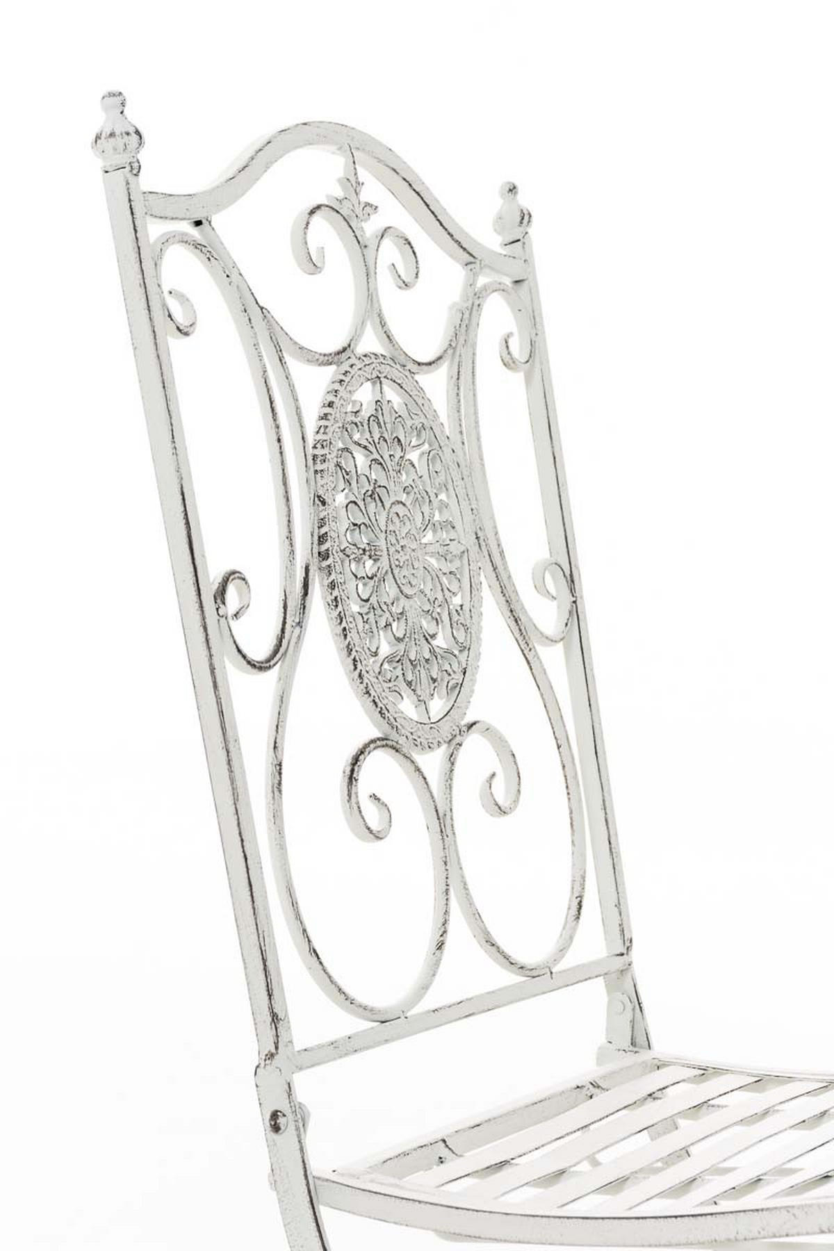 BALKONSET Bistroset Rizar Metall Antik weiß 2 Personen - Weiß, Metall - DELUKE