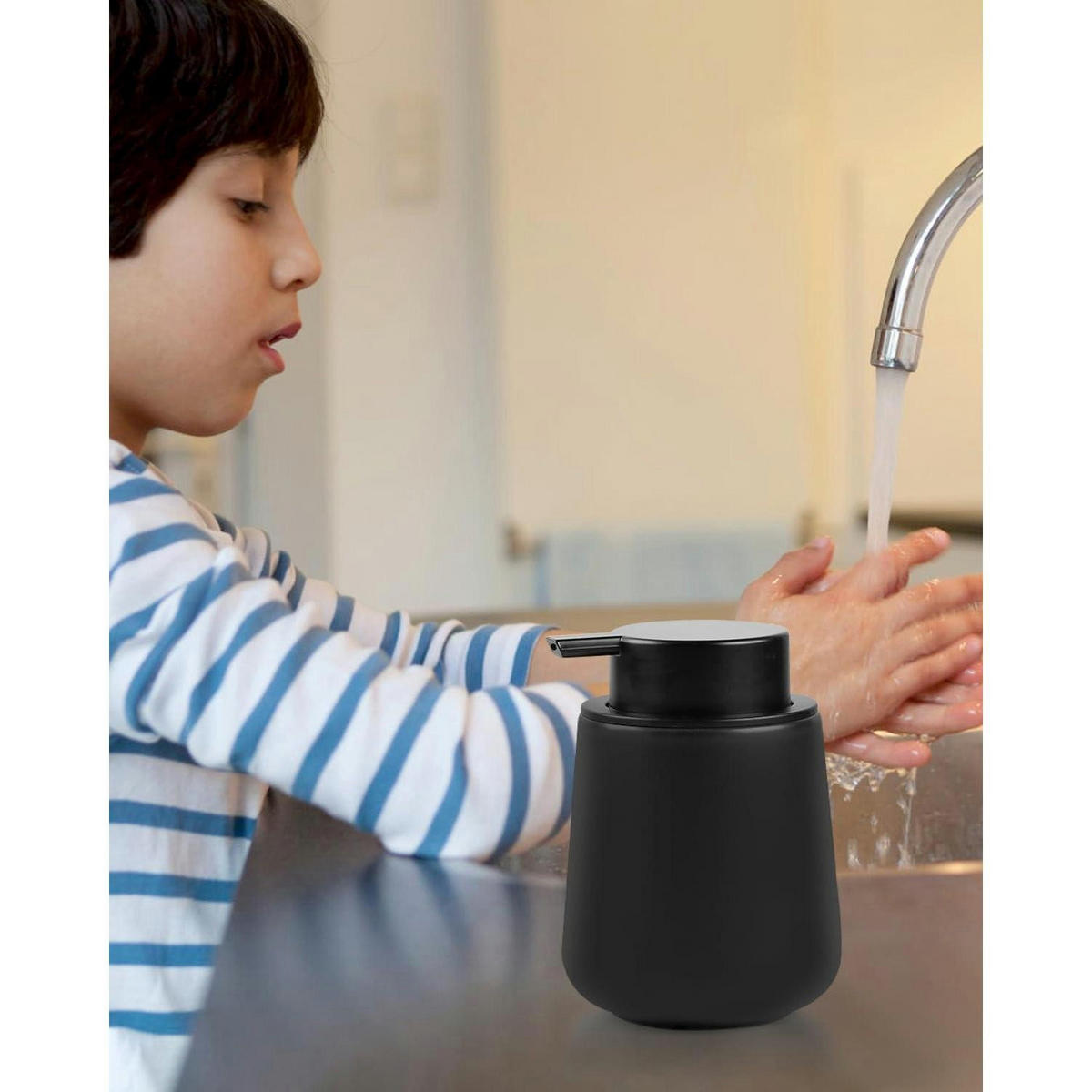 SEIFENSPENDER Keramik Schwarz 350ml - Schwarz, Keramik (5.8/12.5/9.2cm)